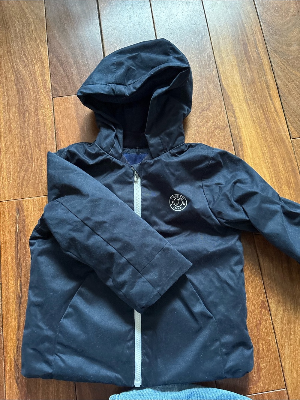 Jacadi Navy Hooded Kids Jacket with White Zip
